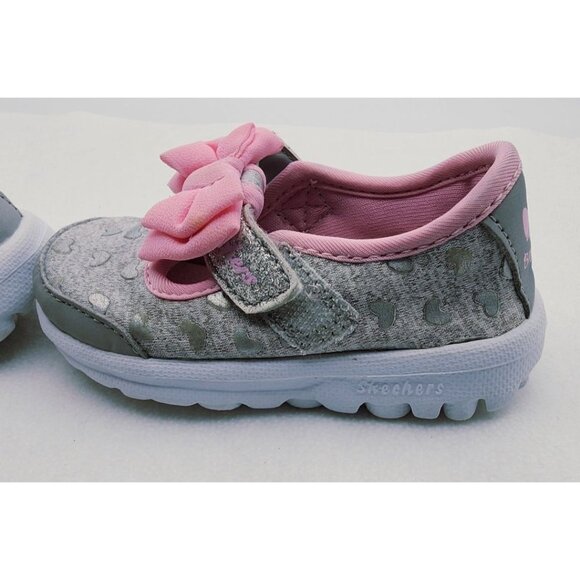Sketchers memory foam grey pink bow toddler girl shoes size 5 - Picture 5 of 10